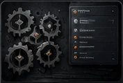 Dark software interface with gears